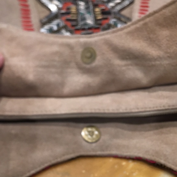 IbBan leather boho beaded shoulder tote. - Picture 8 of 9